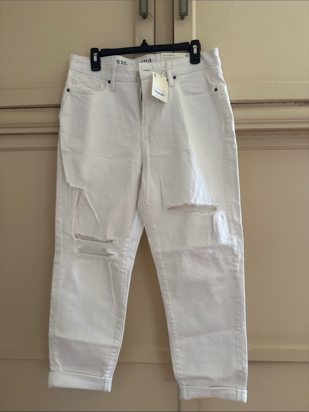 a.n.a White Distressed Boyfriend Jeans
